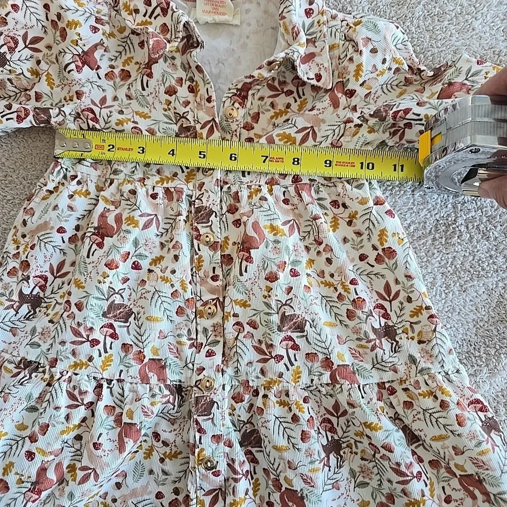 Happily Grey Kids 3T Girls Dress Deer Mushroom Nature Long Sleeve Corduroy